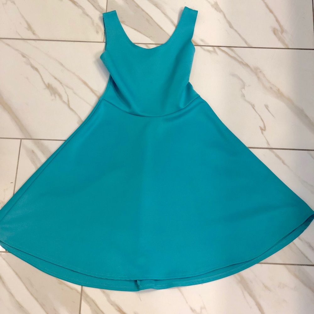 Turquoise fit and flare dress